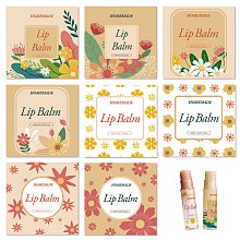 CRASPIRE Lip Balm Labels 80pcs Homemade Lip Balm Labels 2” Clear Lip Balm Labels for Tubes Printable Waterproof Lip Balm Stickers Labels for Lip Balm Handcream Candle Container（Flowers-Orange Yellow）