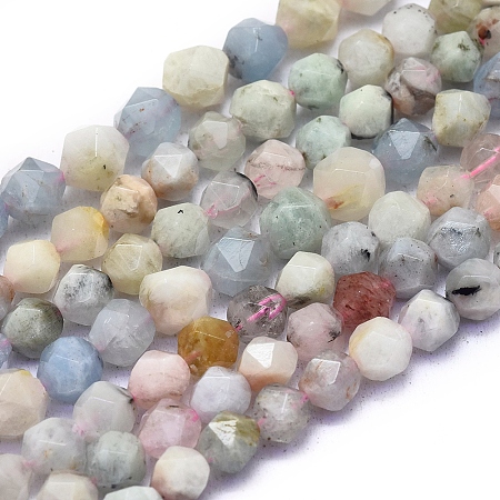 ARRICRAFT Natural Morganite Beads Strands, Faceted, Round, 6~6.5x5.5mm, Hole: 1mm, about 63pcs/strand, 15.16 inches(38.5cm)