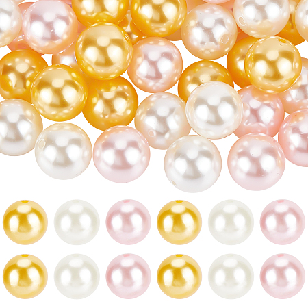 PandaHall Elite 1 Set Custom Resin Imitation Pearl Beads, Round, Mixed Color, 20mm, Hole: 2.6mm, 20pcs/color, 3 colors, 60pcs/set