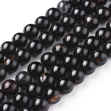 ARRICRAFT Natural Black Tourmaline Beads Strands, Round, 10mm, Hole: 1mm, about 39pcs/strand, 15.3 inches(39 cm)