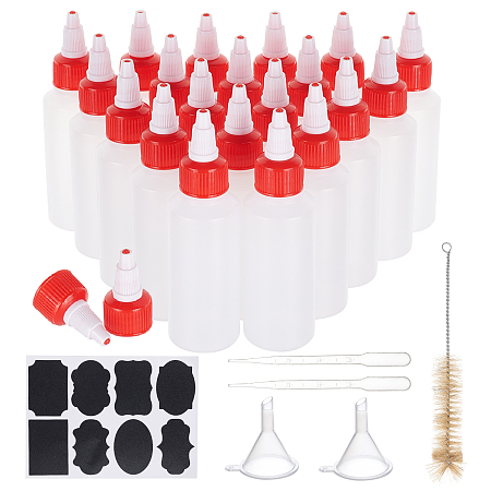 DIY Squeeze Bottles Kit, with Polyethylene(PE) Squeeze Bottles, Pig Hair Beaker Brush, Chalkboard Sticker Labels, 2ml Disposable Plastic Dropper and Funnel Hopper, Mixed Color, 36pcs/set