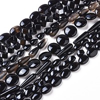 Arricraft Natural Black Onyx Beads Strands, Black Agate, Dyed, Mixed Shape, 8~35x6~22x4~10mm, Hole: 0.8~2mm; about 11~50pcs/strand, 14 inches~15.6 inches(35.5~39.5cm)