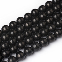 ARRICRAFT Nature Shungite Beads Strands, Round, 10~10.5mm, Hole: 1mm, about 40pcs/Strand, 15.55 inches(39.5cm)