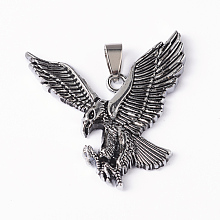 Honeyhandy Eagle Alloy Pendants, Antique Silver, 40x39x4mm, Hole: 8x4mm