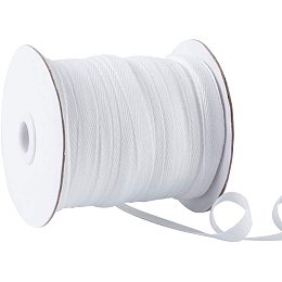 Polyester Cotton Twill Tape Ribbons, Herringbone Ribbons, for Home Decoration, Wrapping Gifts & DIY Crafts Decorative, White, 10mm; about 80yards/roll