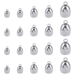 Unicraftale 304 Stainless Steel Cord Ends, End Caps, Stainless Steel Color, 8~14x4~10mm, Hole: 2mm, Inner Diameter: 3~8mm, 25pcs/box