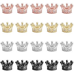 Unicraftale Brass Micro Pave Grade AAA Cubic Zirconia Beads, Cadmium Free & Nickel Free & Lead Free, Crown, Large Hole Beads, Clear, Mixed Color, 7x11.5mm, Hole: 5mm, 20pcs/box