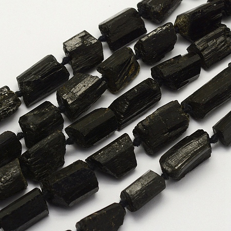 ARRICRAFT Natural Black Tourmaline Beads Strands, Nuggets, 12~23x8~15mm, Hole: 1mm, about 23~26pcs/strand, 16.3 inches