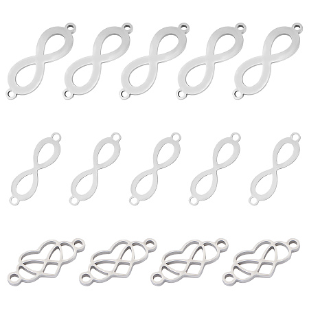 Unicraftale Stainless Steel Links, Infinity, Stainless Steel Color, 18pcs/box