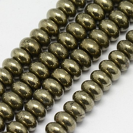Arricraft Natural Pyrite Beads Strands, Rondelle , 8x5mm, Hole: 1mm, about 80pcs/strand, 15.74 inches