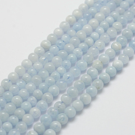 ARRICRAFT Natural Aquamarine Bead Strands, Round, 4~5mm, Hole: 0.5mm, about 82pcs/strand, 16 inches