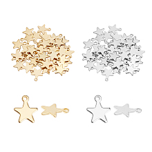 Unicraftale 304 Stainless Steel Charms, Star, Golden & Stainless Steel Color, 10x8.5x1mm, Hole: 1.4mm; 2colors, 50pcs/color, 100pcs/box