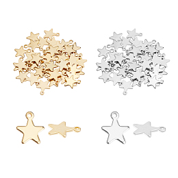 Unicraftale 304 Stainless Steel Charms, Star, Golden & Stainless Steel Color, 10x8.5x1mm, Hole: 1.4mm; 2colors, 50pcs/color, 100pcs/box