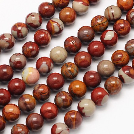 Arricraft Natural Red Picture Jasper Round Beads Strands, 8mm, Hole: 1mm, about 49pcs/strand, 15.3 inches