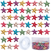 SUNNYCLUE Synthetical Turquoise Beads Strands, Dyed, Starfish/Sea Stars, Mixed Color, 13.5~14x13.5~14x4.5~5mm, Hole: 1.2~1.5mm; about 40~41pcs/strand, 15.15 inches(38.5cm), 4strands/box
