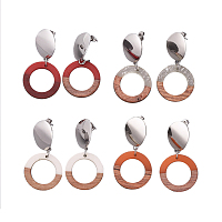 Olycraft Resin & Wood Pendants, Ring, Brown, 28x3mm, Hole: 1.5mm, 10pcs/box