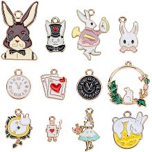 Mixed Shapes Alloy Enamel Pendants, Easter Theme , Mixed Color, 15~33x10~22x1~3mm, Hole: 1~1.5mm; 24pcs/box