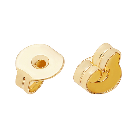 Brass Ear Nuts, Earring Backs, Long-Lasting Plated, Cadmium Free & Nickel Free & Lead Free, Real 18K Gold Plated, 5x4x2.5mm, Hole: 0.3mm, 100pcs/box