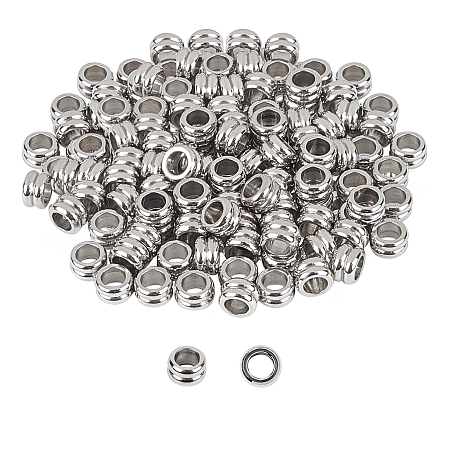 Unicraftale 304 Stainless Steel Beads, Column, Stainless Steel Color, 8x4mm, Hole: 5mm; 100pcs/box
