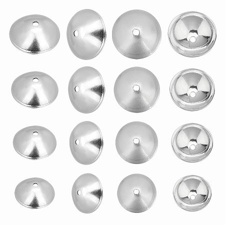 Unicraftale 304 Stainless Steel Bead Caps, Apetalous, Half Round, Silver, 4x1.5mm, Hole: 0.8mm, 80pcs/box