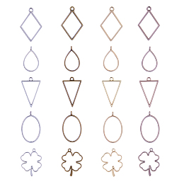 Olycraft Matte Style Rack Plating Alloy Open Back Bezel Pendants, For DIY UV Resin, Epoxy Resin, Pressed Flower Jewelry, Mixed Shapes, Mixed Color, 82x82x27mm; 40pcs/set