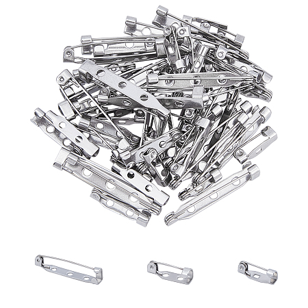 Unicraftale 304 Stainless Steel Pin Brooch Back Bar Findings, Stainless Steel Color, 14~32x5x4~6mm; 60pcs/box