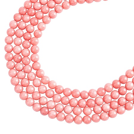 ARRICRAFT Natural Malaysia Jade Beads Strands, Imitation Rhodochrosite, Round, Dyed, 8mm, Hole: 1mm; about 48pcs/strand, 15 inches(38.1cm); 4strands/box