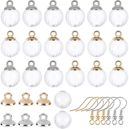 SUNNYCLUE DIY Dangle Earring Making Kits, include Pumpkin Glass Globe Beads, Plastic Bead Cap Pendant Bails, Brass Earring Hooks, Platinum & Golden, Globe Beads: 16x14~15mm, Hole: 5mm; 20pcs/box
