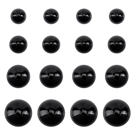 Natural Black Stone Cabochons, Half Round/Dome, 6mm/8mm/10mm/12mm, 40pcs/box
