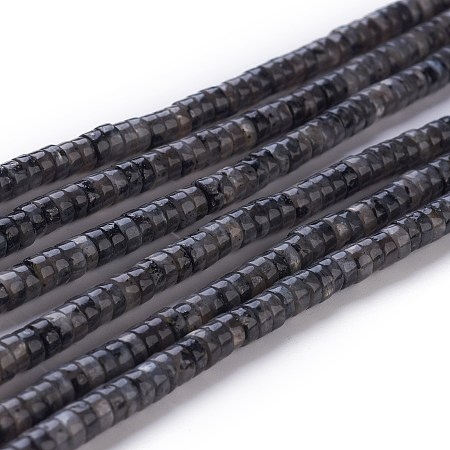 ARRICRAFT Natural Black Labradorite Beads Strands, Heishi Beads, Flat Round/Disc, 4~4.5x2.5mm, Hole: 0.7mm, about 167pcs/strand, 15.43 inches(39.2cm)