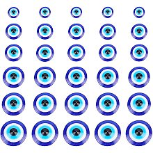 NBEADS Resin Evil Eye Cabochons, Half Round/Dome, Blue, 8~18x3.5~5.5mm; 300pcs/box