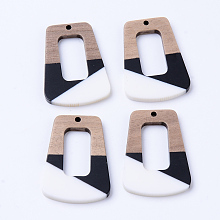 Honeyhandy Resin & Walnut Wood Pendants, Trapezoid, Creamy White, 38x27x3mm, Hole: 2mm