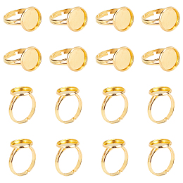 Adjustable Brass Ring Components, Golden, 17mm, 40pcs/box