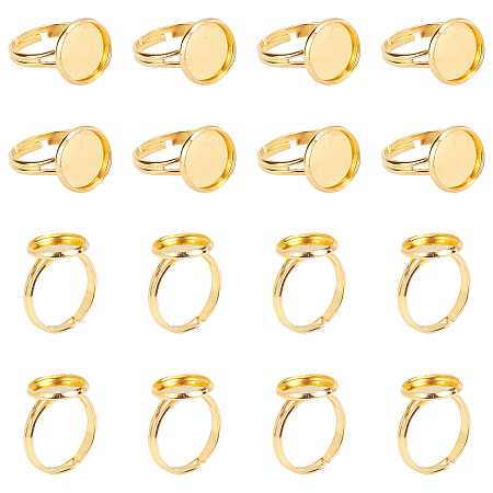 Adjustable Brass Ring Components, Golden, 17mm, 40pcs/box