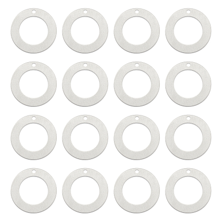 Aluminium Pendants, Stamping Blank Tag, Custom Engraving Name Plate, Business Card Blanks, Ring Shape, Platinum, 32x1.5mm, Hole: 2.5mm; 30pcs/box