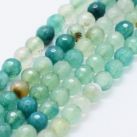 Arricraft Faceted Natural Agate Beads Strands, Dyed & Heated, Round, Medium Turquoise, 6mm, Hole: 0.5mm, about 63pcs/strand, 14.4 inches(36.5cm)