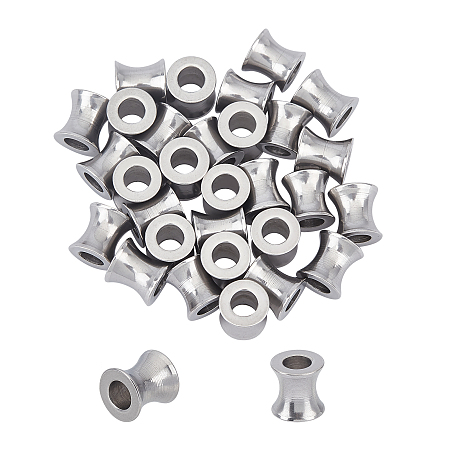 Unicraftale 304 Stainless Steel European Beads, Large Hole Beads, Column, Stainless Steel Color, 8x8mm, Hole: 4mm; 30pcs/box