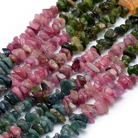 ARRICRAFT Natural Tourmaline Beads Strands, Chip, 5~7mm, Hole: 0.8mm, about 16 inches(40.6cm)