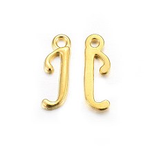 Honeyhandy Golden Plated Alloy Letter Pendants, Rack Plating, Letter.J, 16x15x2mm, Hole: 1.5mm