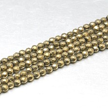 Arricraft Natural Pyrite Beads Strands, Grade AB, Faceted, Round, Dark Khaki, 2mm, Hole: 0.5mm