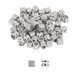 Unicraftale 304 Stainless Steel Beads, Column, Stainless Steel Color, 5x4.5mm, Hole: 3mm, 6x5mm, Hole: 4mm; 60pcs/box