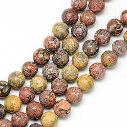 ARRICRAFT Natural Leopard Skin Jasper Bead Strands, Round, 8~9mm, Hole: 1mm, about 46pcs/strand, 15.3 inches