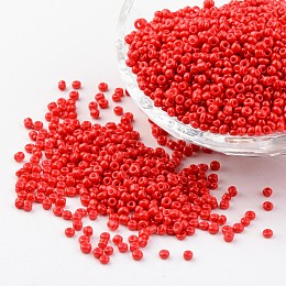 Honeyhandy 12/0 1.5~2mm Baking Paint Glass Seed Beads Loose Spacer Beads, Red, Hole: 0.5~1mm, about 2890pcs/50g