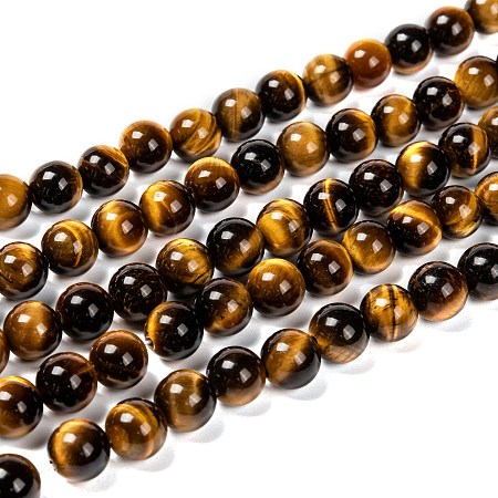 ARRICRAFT Natural Tiger Eye Beads Strands, Grade A, Round, 8mm, Hole: 1mm, about 48pcs/strand, 15 inches