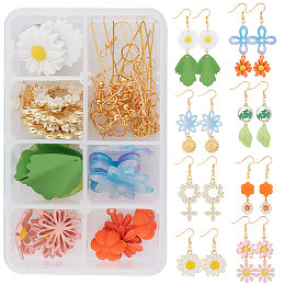 SUNNYCLUE DIY Dangle Earring Making Kits, with Resin & Alloy  & Cat Eye Pendants, Resin & Silicone Beads, Brass Earring Hooks, Iron Close but Unsoldered Jump Rings & Eye Pin, Mixed Color, 96pcs/box