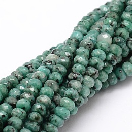 Arricraft Dyed Natural Malaysia Jade Rondelle Beads Strands, Faceted, Cadet Blue, 4x2~3mm, Hole: 1mm, about 115pcs/strand, 14 inches