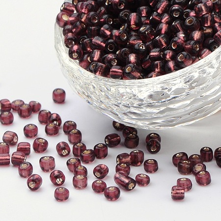 Ornaland 6/0 Glass Seed Beads, Silver Lined Round Hole, Round Small Beads, Rosy Brown, 4mm, Hole: 1.5mm; about 1500pcs/bag