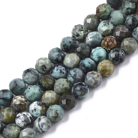 Arricraft Natural African Turquoise(Jasper) Beads Strands, Faceted, Round, 6mm, Hole: 0.6mm, about 68pcs/Strand, 15.04 inch(38.2cm)