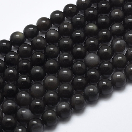 Arricraft Natural Ice Obsidian Beads Strands, Round, 8mm, Hole: 1mm, about 48pcs/strand, 39cm(15.5 inches)