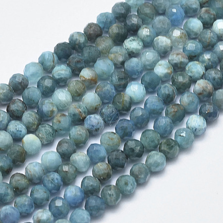 ARRICRAFT Natural Apatite Beads Strands, Faceted, Round, 5mm, Hole: 1mm, about 80pcs/strand, 15.3 inches(39cm)